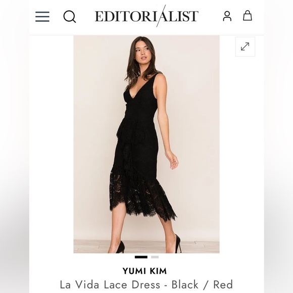 Yumi Kim Black Lace La Vida Midi Dress Size Large - Picture 5 of 16